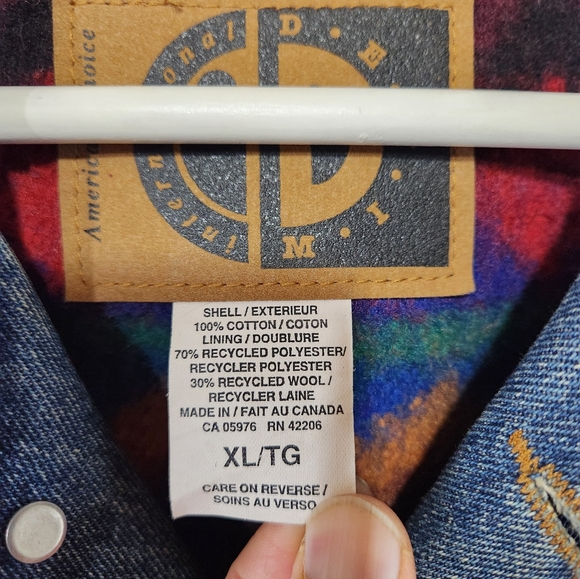 90s Vtg MOLSON CANADIAN ROCKS Denim Jacket Removable Tribal Pattern Lining sz XL - Picture 6 of 10